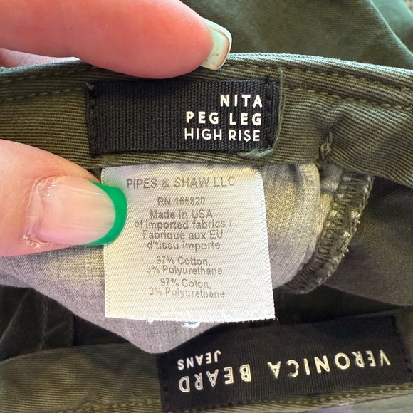 Veronica Beard Nita Peg Leg High Rise Pants Army Green 45158 - Picture 9 of 13